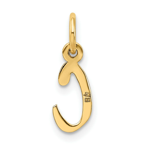 14K Yellow Gold Small Slanted Block Initial Letter C Charm Pendant - (B13-320)